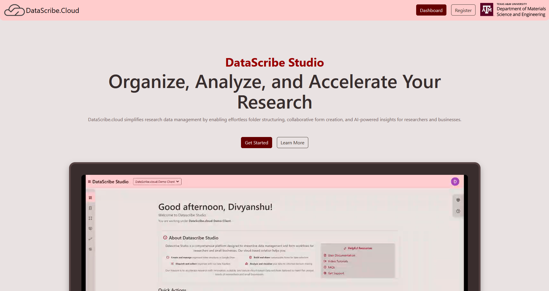 Screenshot of DataScribe Studio Platform